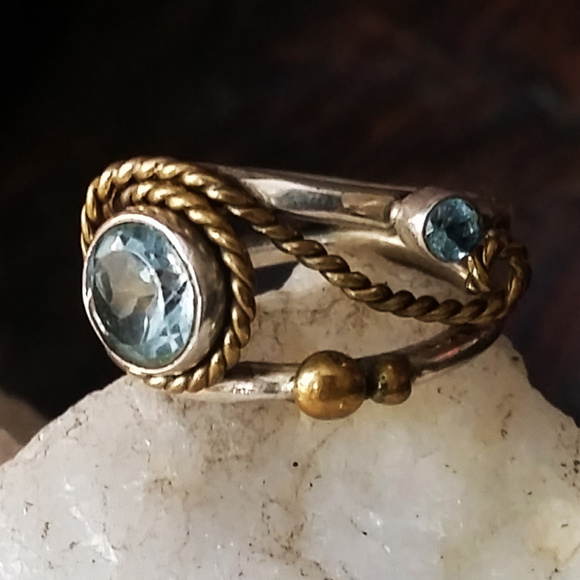 Artisian Jewelry - Sterling silver 925 Natural Aquamarine Ring